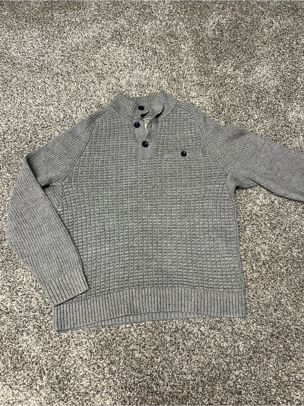 Duluth Trading Co Men’s Med Gray Burly Retirement Button Sweater 100% cotton